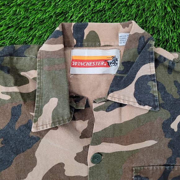 Vintage Winchester Woodland Camo Hunting Field Jacket M 24x27 Baggy - Picture 2 of 10